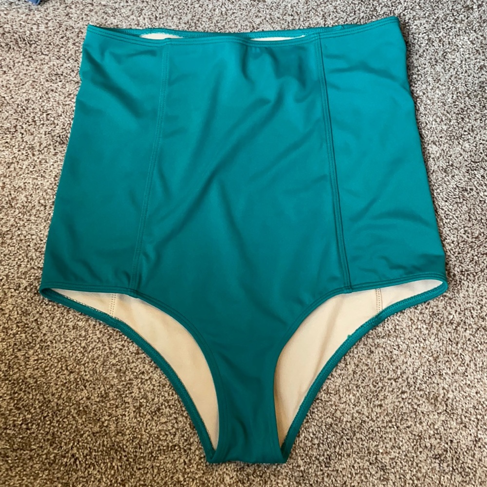 Kortni Jean Ultra High-Waist Teal Women’s Swim Bottom